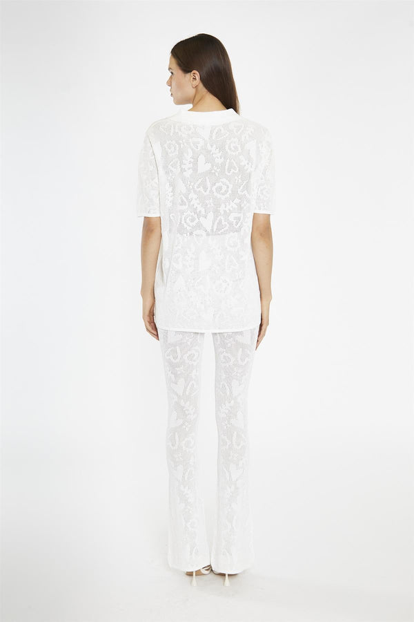 Glamorous White-Textured Knit-Top