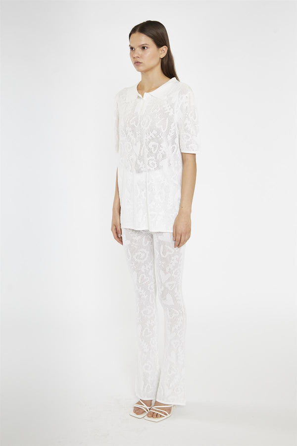 Glamorous White-Textured Knit-Top