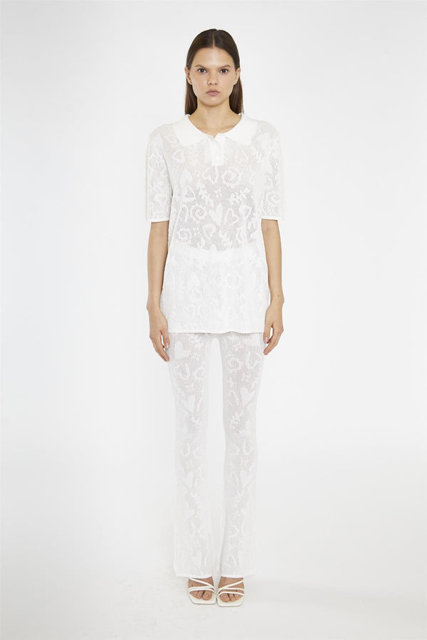 glamorous White-Textured Knit-Top