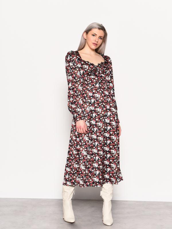 Glamorous Glamorous Winter Ditsy Floral Side Split Midi Dress