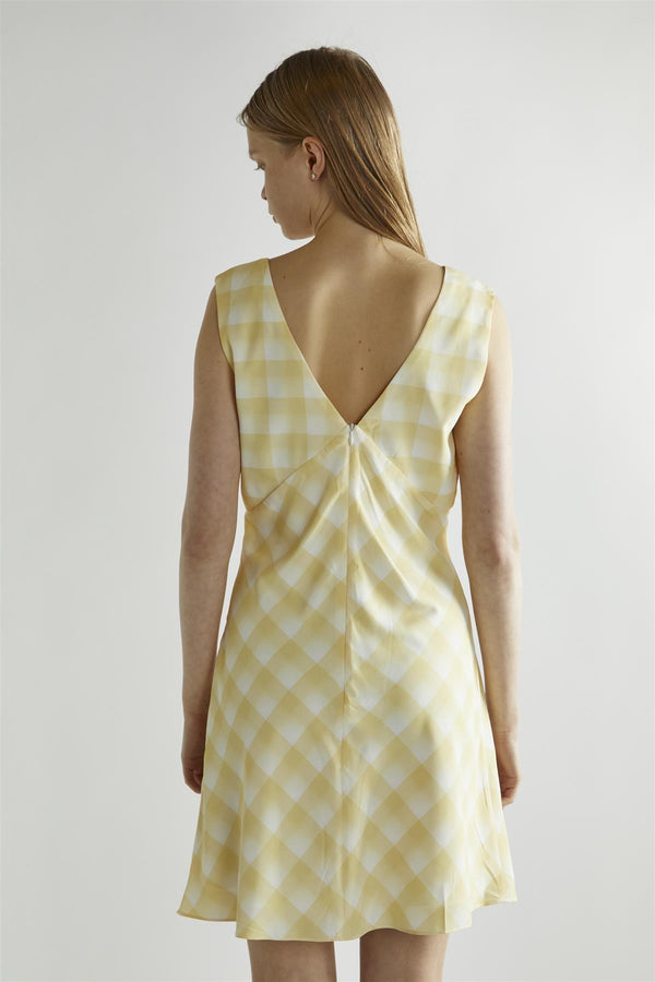 Glamorous Yellow Ombre Check V-neck Mini-Dress