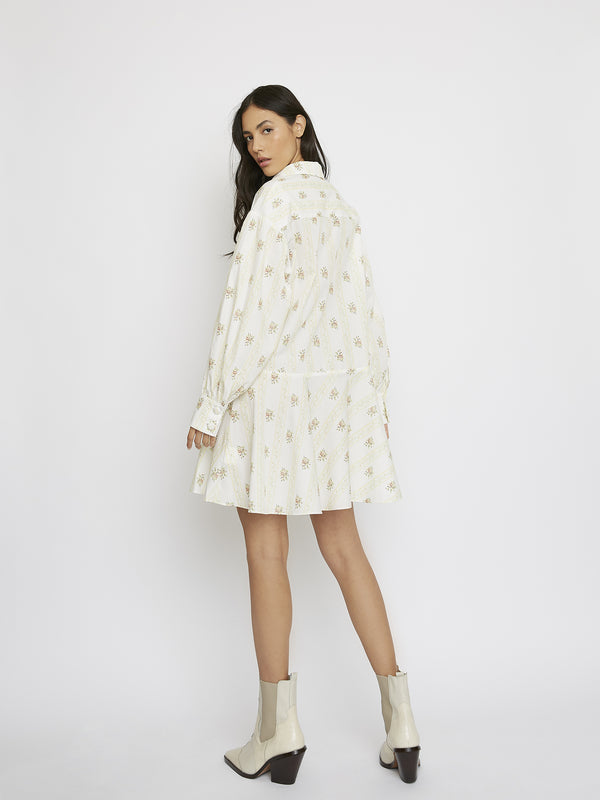 Glamorous Glamorous Yellow Stripe Flower Mini Dress