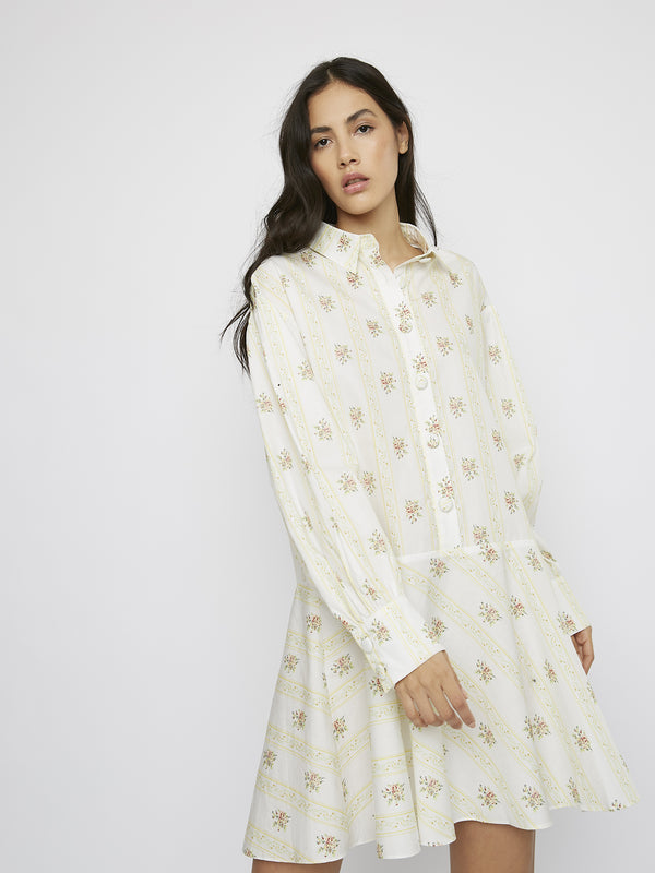 glamorous Glamorous Yellow Stripe Flower Mini Dress