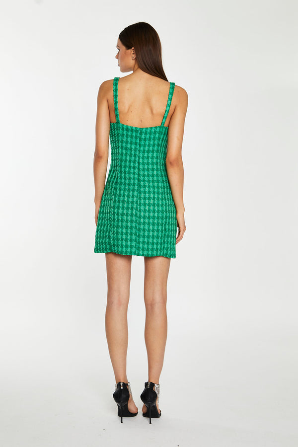 Glamorous Green Tonal Houndstooth Tailored Mini-Dress