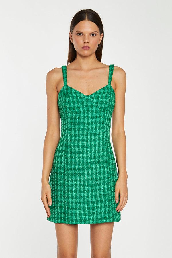 Glamorous Green Tonal Houndstooth Tailored Mini-Dress
