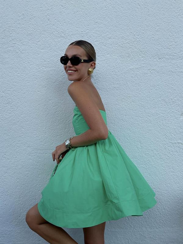 Glamorous Hayden Strapless Empire-Line Mini-Dress -Bright-Green