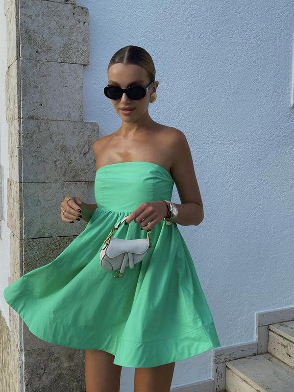 Glamorous Hayden Strapless Empire-Line Mini-Dress -Bright-Green