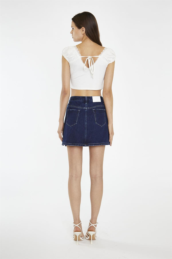 Glamorous Indigo Stonewash Side Split Denim Mini-Skirt