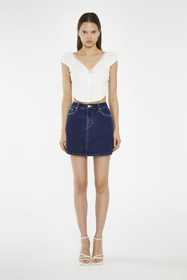 glamorous Indigo Stonewash Side Split Denim Mini-Skirt