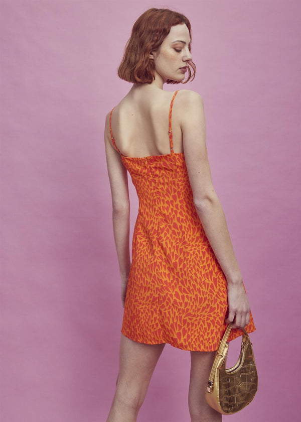 Glamorous Lexie Ruched Bust Mini-Dress -Orange/Red Heart