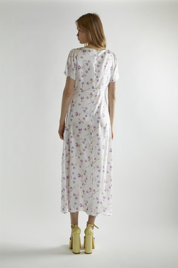 Glamorous Lilac Watercolour-floral V-Neck Maxi-Dress