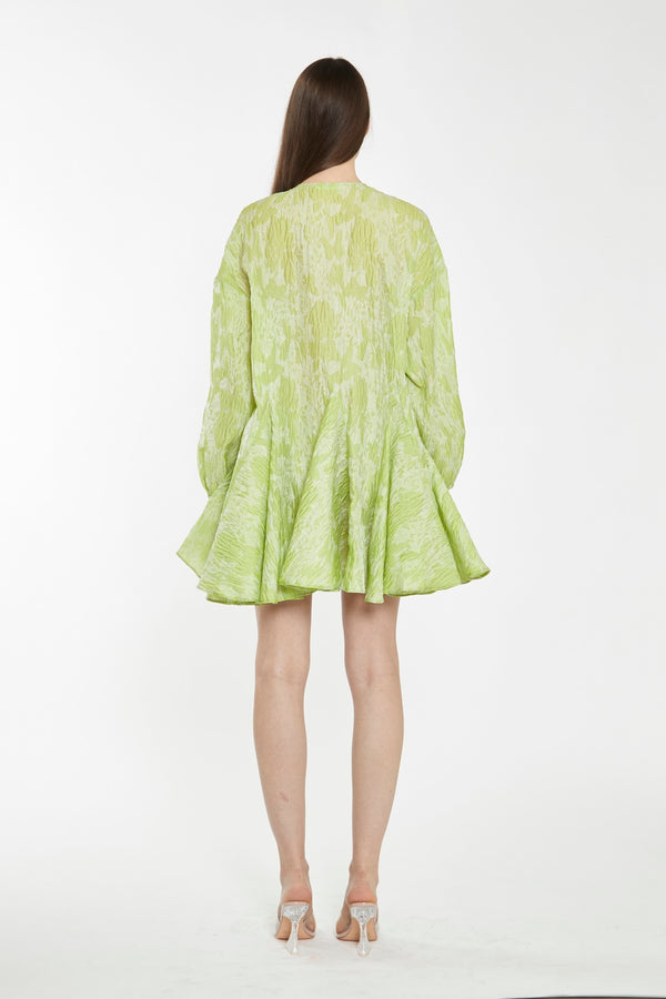 Glamorous Lime Organza Jacquard Oversized Mini-Dress