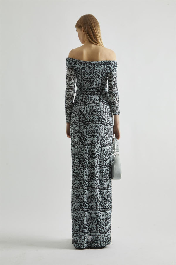 Glamorous Mint-Black Spliced Mesh Bodycon Maxi-Skirt