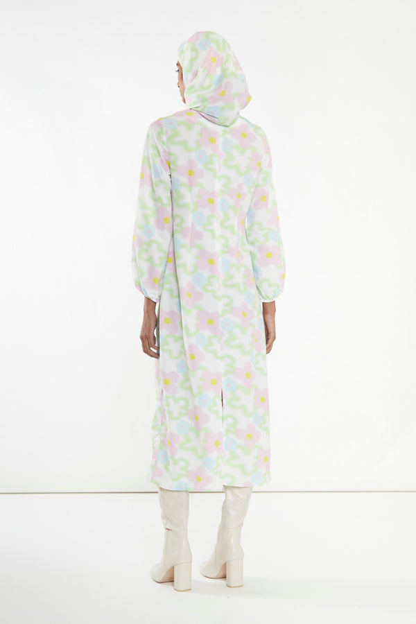 Glamorous Multi Blurred Floral Long-Sleeve Midi-Dress