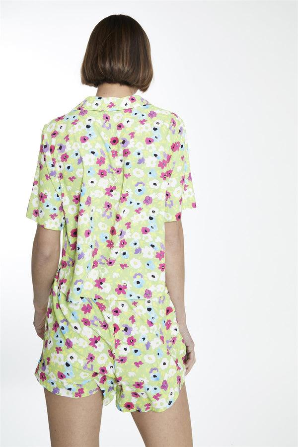 Glamorous Multi Green Floral Loose High-Waisted-Shorts