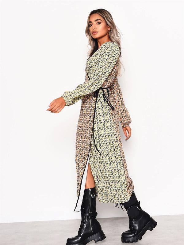 Glamorous Multi Orange-Yellow Ditsy Wrap Midi-Dress