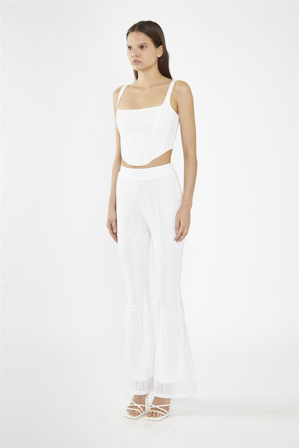 Glamorous Off-White Lace High Waisted Flared Trousers