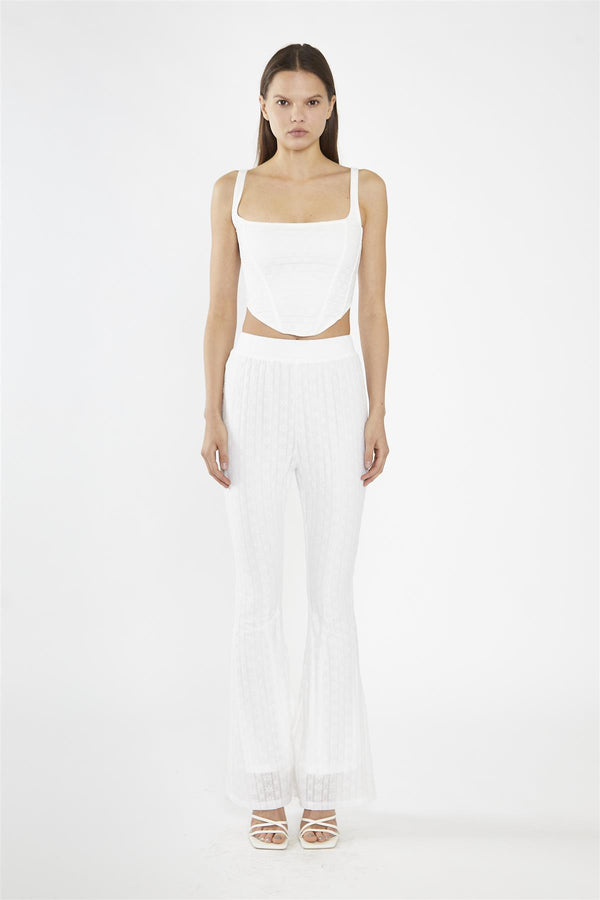 glamorous Off-White Lace High Waisted Flared Trousers