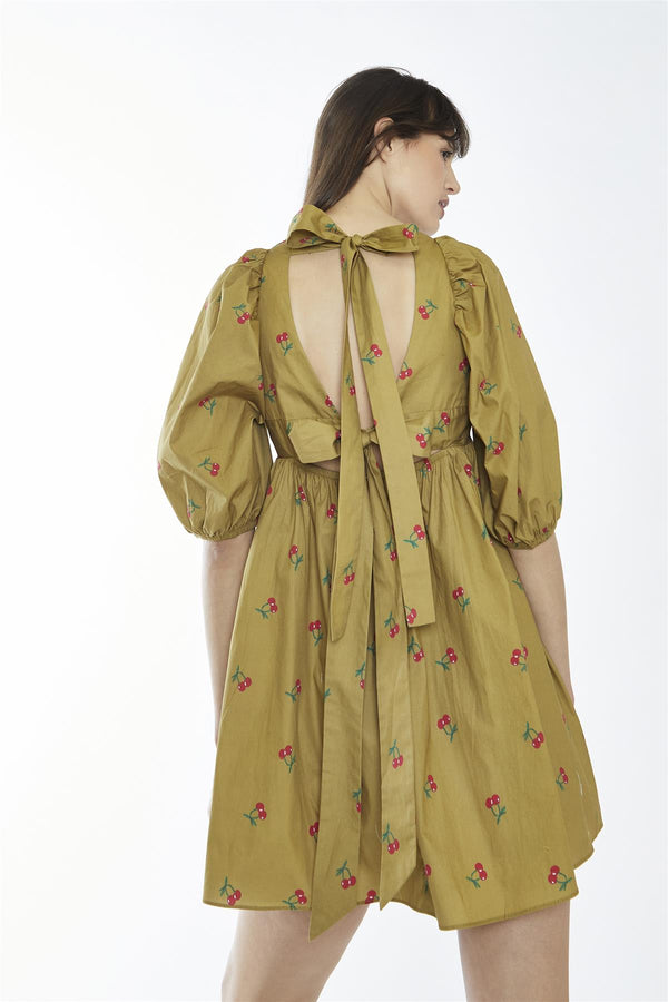 Glamorous Oliver-Cherry Print Square-Neck Mini-Dress