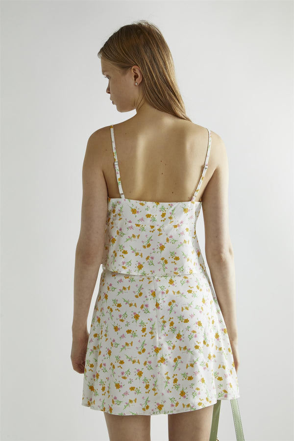 Glamorous Orange-Pink Spring-Floral Tie-Front Crop-Top