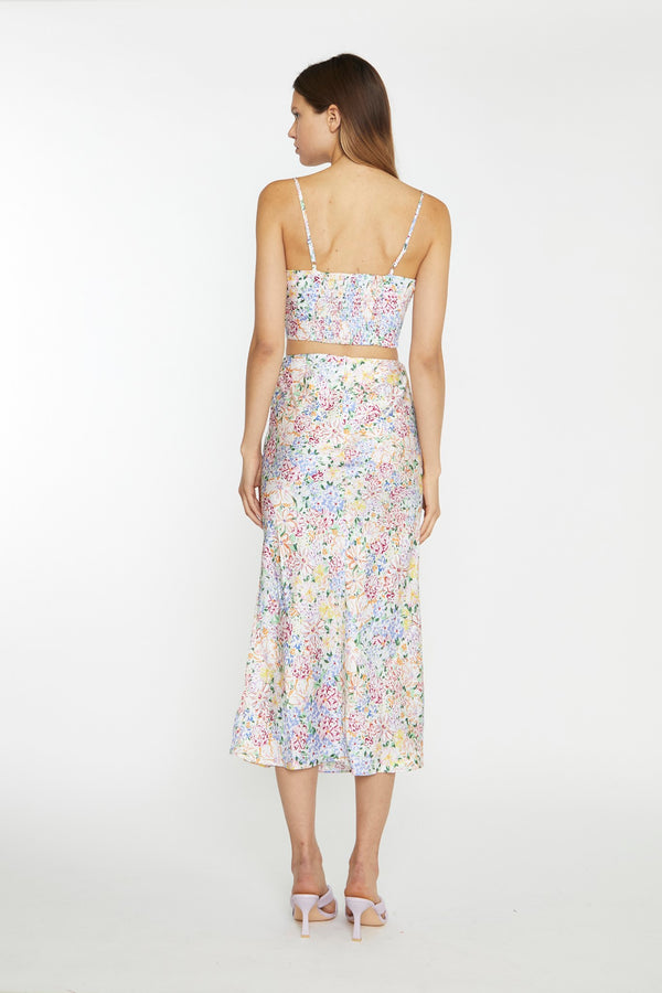 Glamorous Painted Multi-Floral Ruched Bust Cup Crop-Top