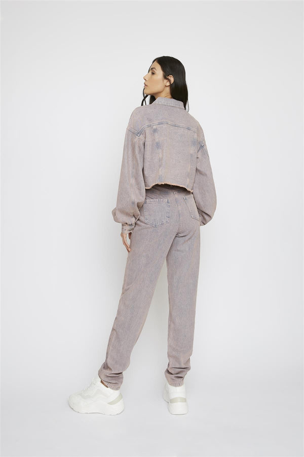 Glamorous Pink-Tint Straight-Leg High-Waisted Jeans