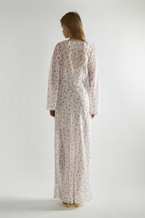 Glamorous Pink Watercolour-Floral V-Neck Maxi-Dress