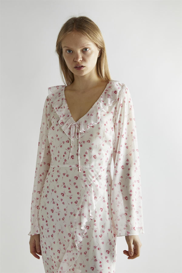 Glamorous Pink Watercolour-Floral V-Neck Maxi-Dress