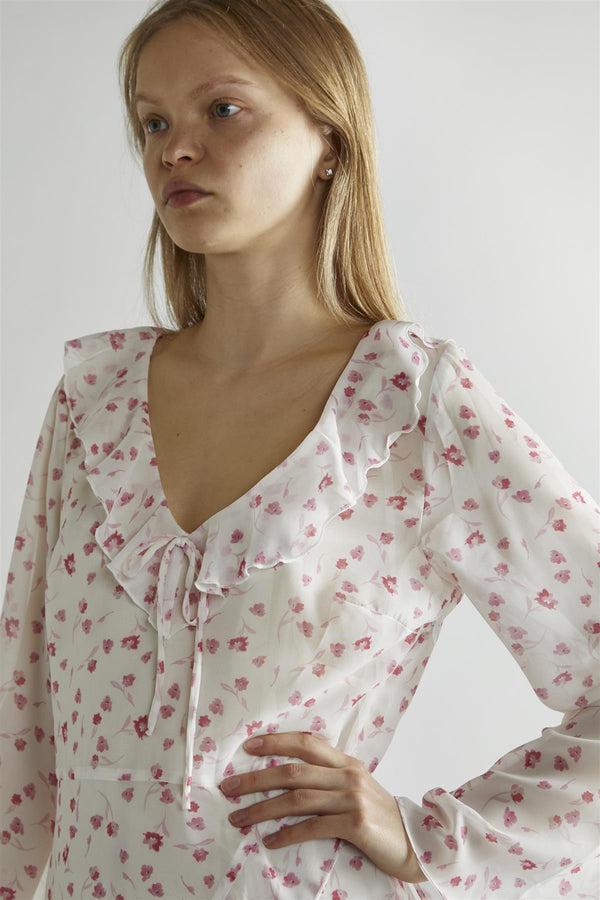 Glamorous Pink Watercolour-Floral V-Neck Maxi-Dress