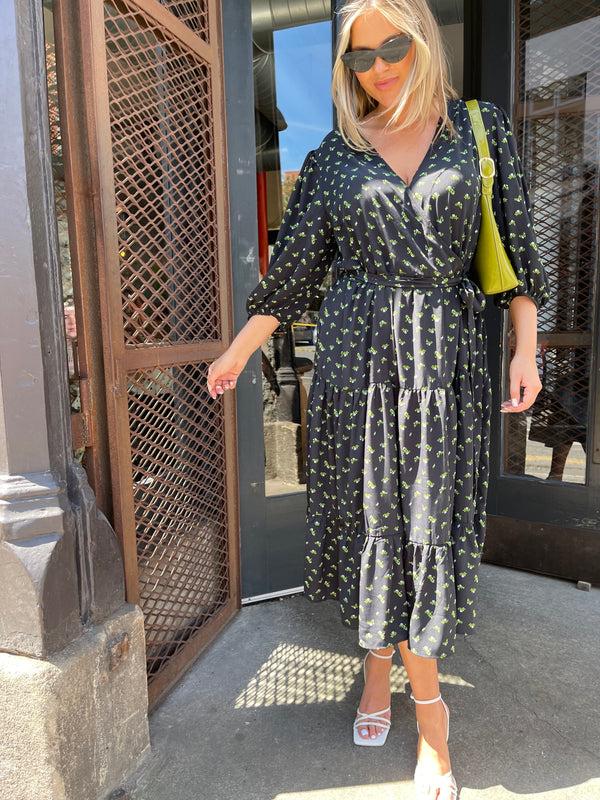 Glamorous Rosebud Floral Tiered Wrap Front Midaxi-dress