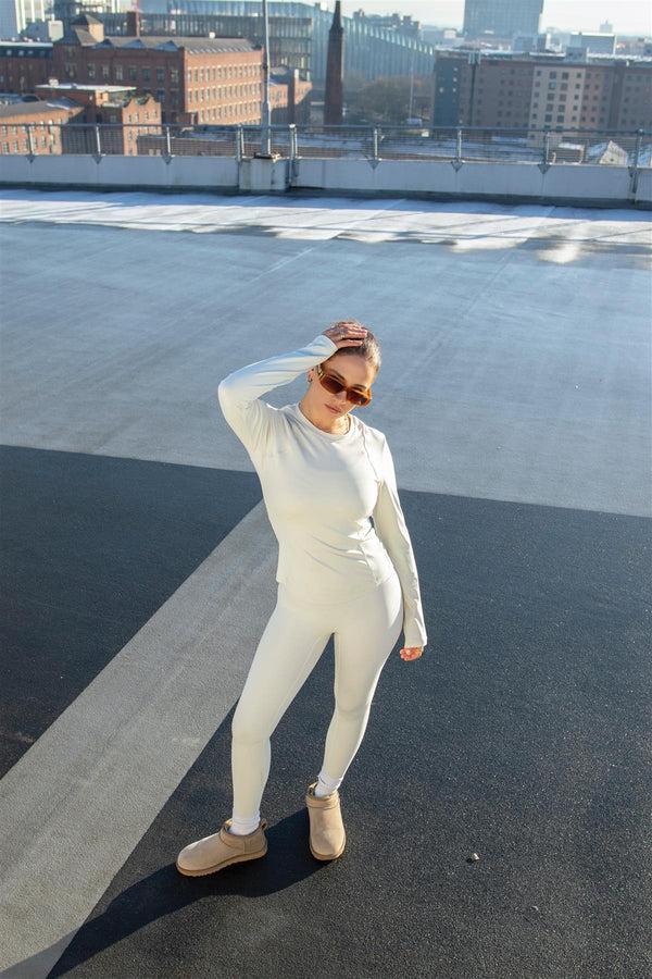 Glamorous Signature Full Length Invisible Pocket Leggings - Putty