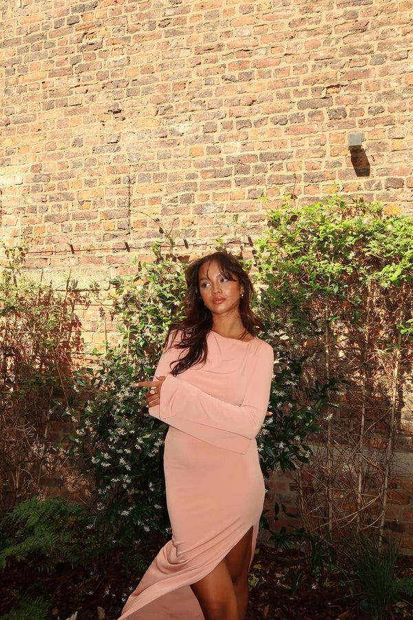 Glamorous Soft-Terracotta High-Waisted-Split-Leg Maxi-Skirt