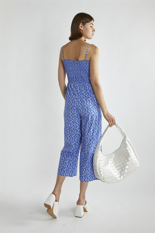 Glamorous Ultramarine-Ditsy Wide-Leg Cropped-Jumpsuit