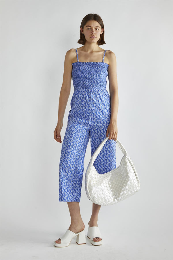 glamorous Ultramarine-Ditsy Wide-Leg Cropped-Jumpsuit