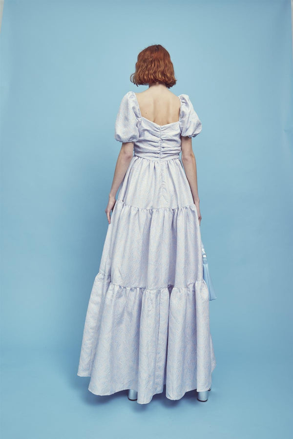 Glamorous Zara Ruched Bodice Maxi Dress -Powder-Blue Daisies