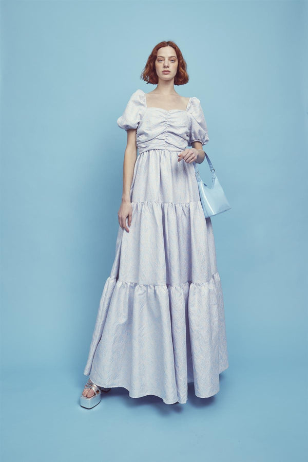 Glamorous Zara Ruched Bodice Maxi Dress -Powder-Blue Daisies