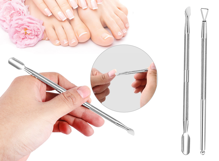 glamza Gel Polish Nail Scraper with Triangle Head & 2 in 1 Nail Scraper and Cuticle Pusher - 2pc Set