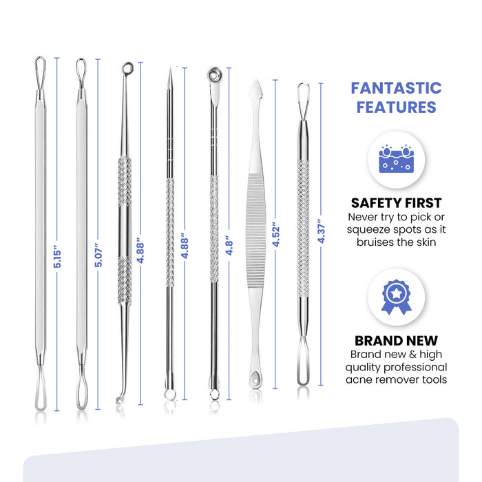 Glamza 7pc Blackhead Pimple Tool Kit