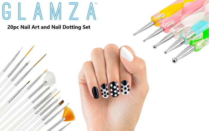 glamza Glamza Nail Art 20pc Dotting & Brush Set