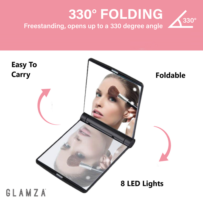 glamza Glamza Portable 8 LED Light Makeup Mirror