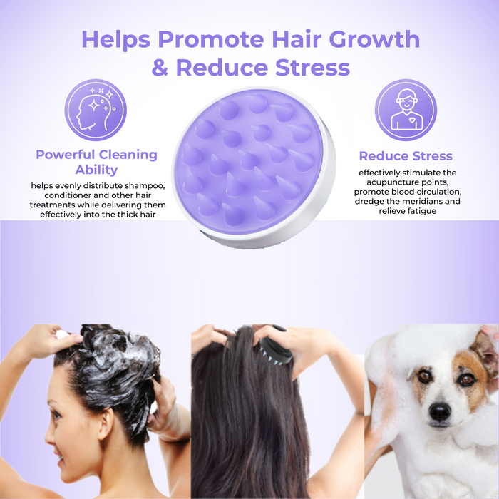 Glamza Silicone Scalp Massage & Shampoo Hair Brush - Also Great For Pets