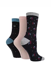 glenmuir Ladies 3 Pair Bamboo Dotty Blossom Socks