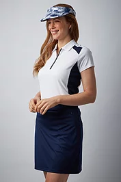 glenmuir Ladies Contrast Panel Zip Performance Pique Golf Shirt Sale