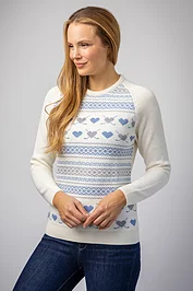 Glenmuir Ladies Fairisle Heart Merino Christmas Golf Sweater