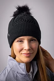 glenmuir Ladies Faux Fur Cable Lurex Golf Bobble Hat