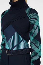 Glenmuir Ladies J Lindeberg X Glenmuir Rib Collar Tartan Sleeve Bolero Sale