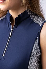 Glenmuir Ladies Printed Panel Zip Collar Sleeveless Performance Golf Shirt Sale