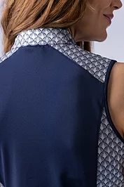 Glenmuir Ladies Printed Panel Zip Collar Sleeveless Performance Golf Shirt Sale
