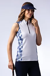 glenmuir Ladies Printed Panel Zip Collar Sleeveless Performance Golf Shirt Sale
