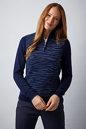 glenmuir Ladies Quarter Zip Animal Pattern Touch of Cashmere Midweight Golf Sweater Sale